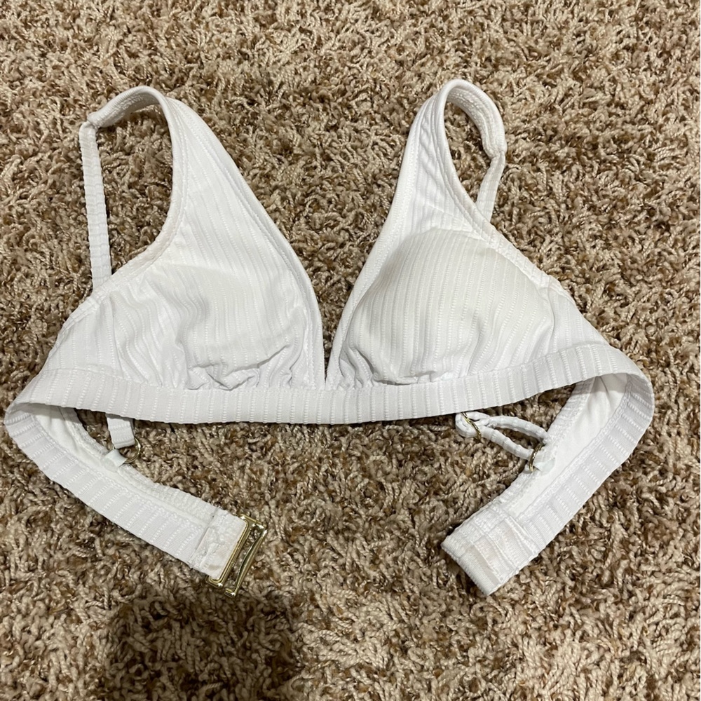 White Ribbed Bikini Top - Picture 1 of 2